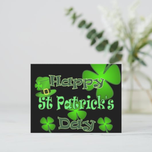 Happy St Patricks Day Postkarte (Stehend Vorderseite)