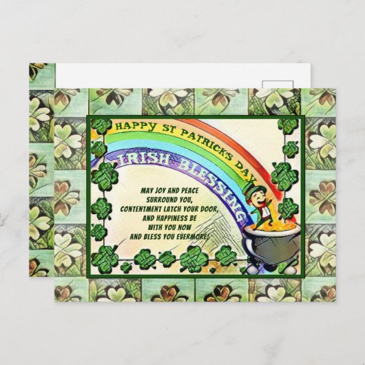 Happy St. Patricks Day Postkarte (Vorne/Hinten)