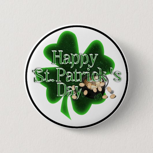 Happy St Patrick's Day - Pot of Gold Button (Vorderseite)