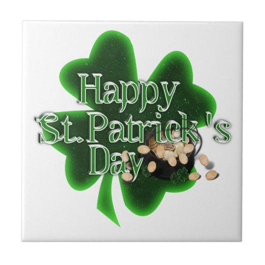 Happy St Patrick's Day - Pot of Gold Fliese (Vorderseite)