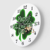 Happy St Patrick's Day - Pot of Gold Große Wanduhr (Winkel)