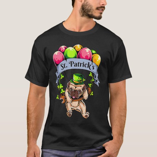 Happy St Patricks Day Pug Cute Pug T-Shirt (Vorderseite)
