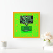 Happy St.Patricks Day Quadratische Wanduhr (Zuhause)