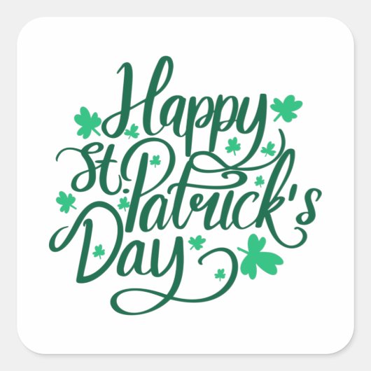 Happy St Patricks Day Quadratischer Aufkleber (Vorderseite)