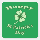 Happy St Patrick's Day Quadratischer Aufkleber (Vorderseite)