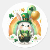 Happy St. Patrick's Day Rabbit Runder Aufkleber (Vorderseite)