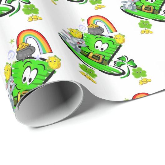 Happy St. Patrick's Day Rabbit Wrapping Paper Geschenkpapier (Rolleneckpunkt)
