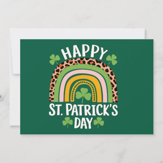 Happy St. Patrick's Day Rainbow Kleeblatt Einladung (Vorderseite)