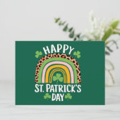 Happy St. Patrick's Day Rainbow Kleeblatt Einladung (Stehend Vorderseite)