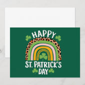 Happy St. Patrick's Day Rainbow Kleeblatt Einladung (Vorne/Hinten)