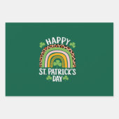 Happy St. Patrick's Day Rainbow Kleeblatt Geschenkpapier Set (Vorderseite)