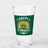 Happy St. Patrick's Day Rainbow Kleeblatt Glas (Vorderseite)