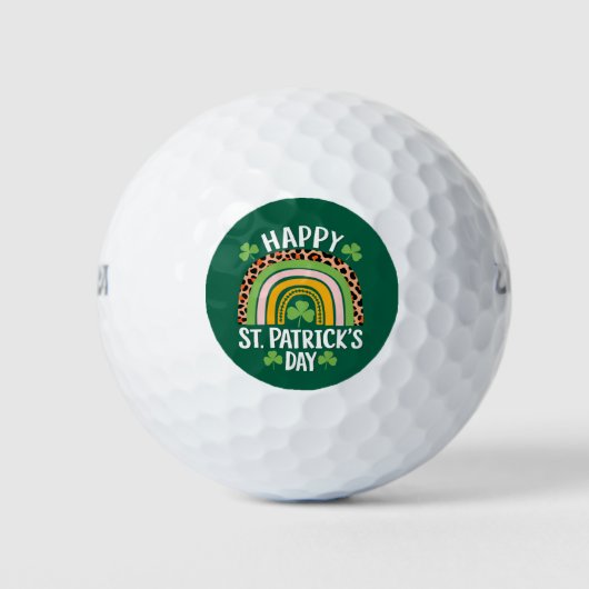 Happy St. Patrick's Day Rainbow Kleeblatt Golfball (Vorderseite)