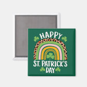 Happy St. Patrick's Day Rainbow Kleeblatt Magnet (Vorderseite/Rückseite)