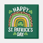Happy St. Patrick's Day Rainbow Kleeblatt Magnet (Vorne)