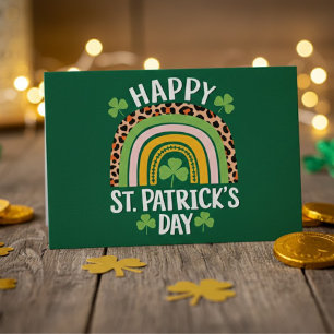 Happy St. Patrick's Day Rainbow Kleeblatt Postkarte