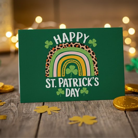 Happy St. Patrick's Day Rainbow Kleeblatt Postkarte