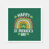 Happy St. Patrick's Day Rainbow Kleeblatt Serviette (Vorderseite)