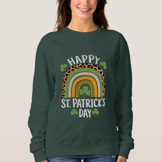 Happy St. Patrick's Day Rainbow Kleeblatt Sweatshirt (Vorderseite)