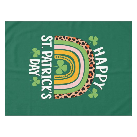 Happy St. Patrick's Day Rainbow Kleeblatt Tischdecke (Vorderseite (Horizontal))