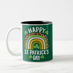Happy St. Patrick's Day Rainbow Kleeblatt Zweifarbige Tasse