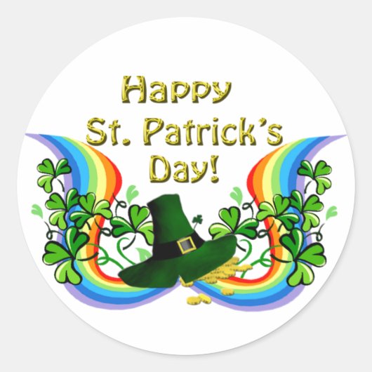 Happy St. Patrick's Day Rainbow Kleeblatts Clovers Runder Aufkleber (Vorderseite)