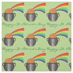 Happy St. Patrick's Day Rainbow Pot of Gold Green Stoff