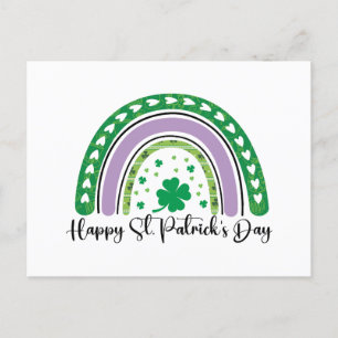 Happy St Patrick's Day Retro Kleeblatt Regenbogen Postkarte