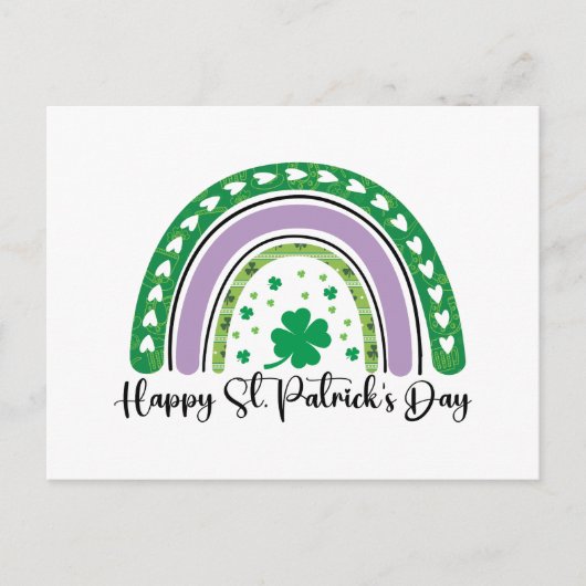 Happy St Patrick's Day Retro Kleeblatt Regenbogen Postkarte (Vorderseite)