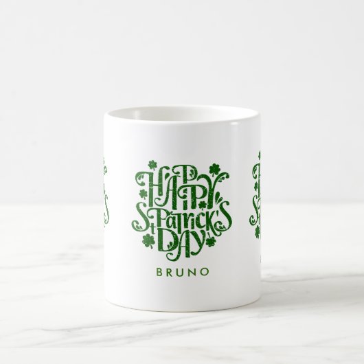 Happy St Patrick's Day Retro Typografie Design Kaffeetasse (Mittel)