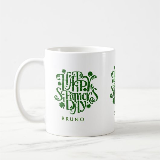 Happy St Patrick's Day Retro Typografie Design Kaffeetasse (Links)