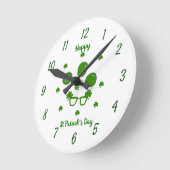 Happy St Patrick's Day Runde Wanduhr (Winkel)