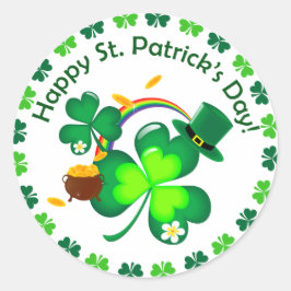 Happy St. Patrick's Day Runder Aufkleber