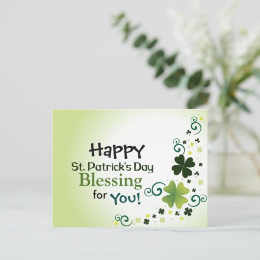 Happy St. Patrick's Day Segen für Sie Postkarte (Stehend Vorderseite)