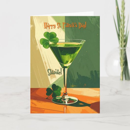 Happy St. Patrick's Day Shamrock Martini Karte (Vorderseite)