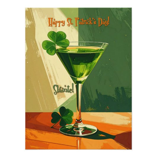 Happy St. Patrick's Day Shamrock Martini Poster (Vorderseite)