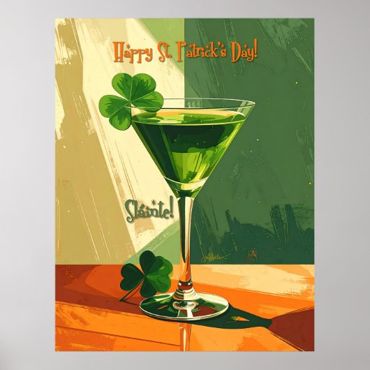 Happy St. Patrick's Day Shamrock Martini Poster (Vorne)