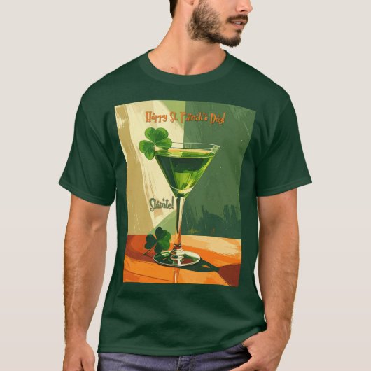 Happy St. Patrick's Day Shamrock Martini T-Shirt (Vorderseite)