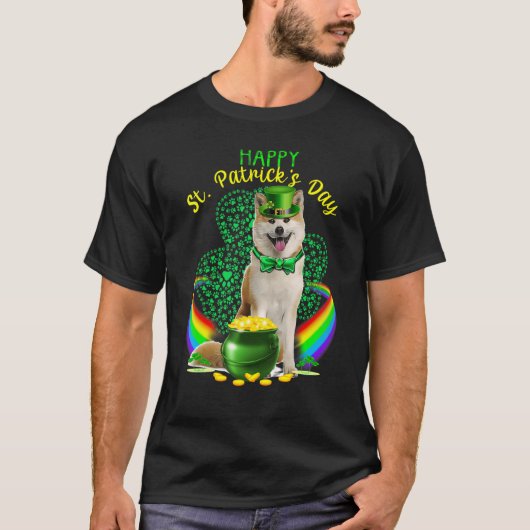 Happy St Patricks Day Shiba Inu Leprechaun Hat Sha T-Shirt (Vorderseite)