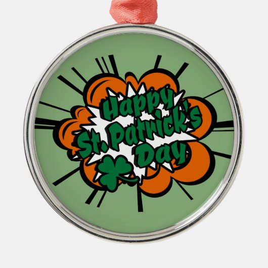 Happy St. Patrick's Day Silbernes Ornament (Vorne)