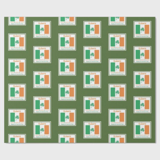 HAPPY ST PATRICK'S DAY Sláinte Kleeblatt Irisch Geschenkpapier (Flach)