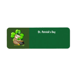 Happy St. Patrick's Day Sloth-Adressetikett