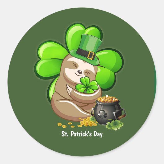 Happy St. Patrick's Day Sloth Aufkleber (Vorderseite)