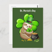 Happy St. Patrick's Day Sloth Postkarte (Vorne/Hinten)