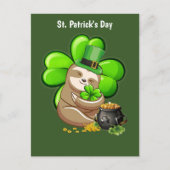 Happy St. Patrick's Day Sloth Postkarte (Vorderseite)