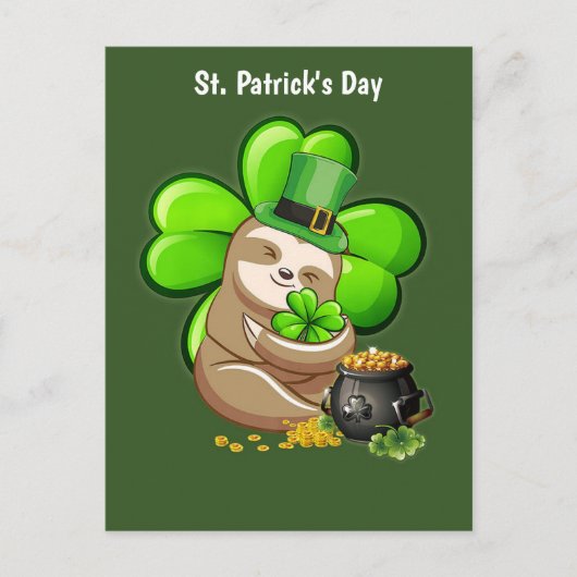 Happy St. Patrick's Day Sloth Postkarte (Vorderseite)