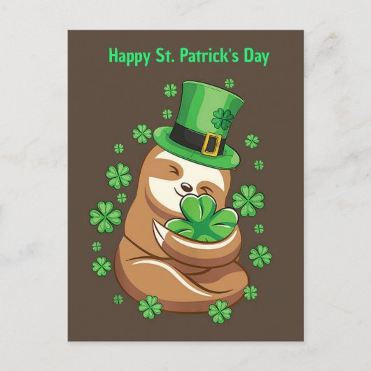 Happy St. Patrick's Day Sloth Postkarte (Vorderseite)