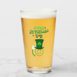 Happy St. Patrick's Day Smile Face Glas
