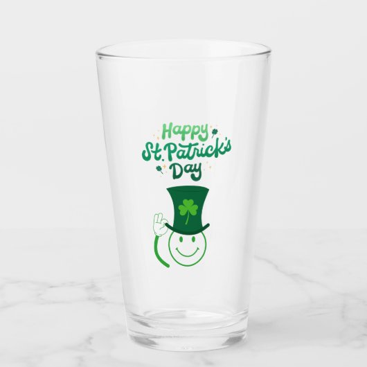 Happy St. Patrick's Day Smile Face Glas (Vorderseite)