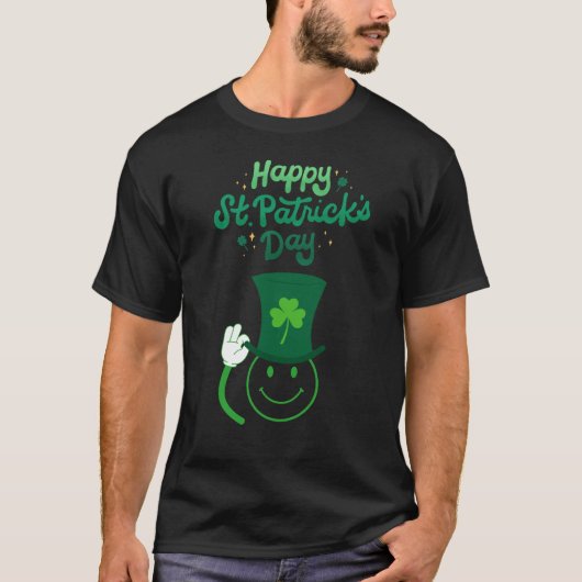 Happy St. Patrick's Day Smily Gesicht in einem Hut T-Shirt (Vorderseite)